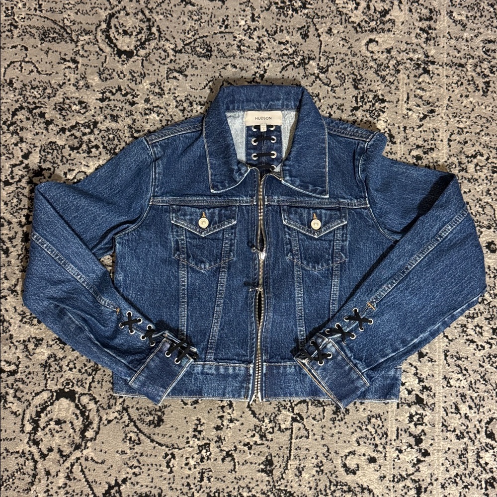 lace up back Dark Blue Denim Jacket